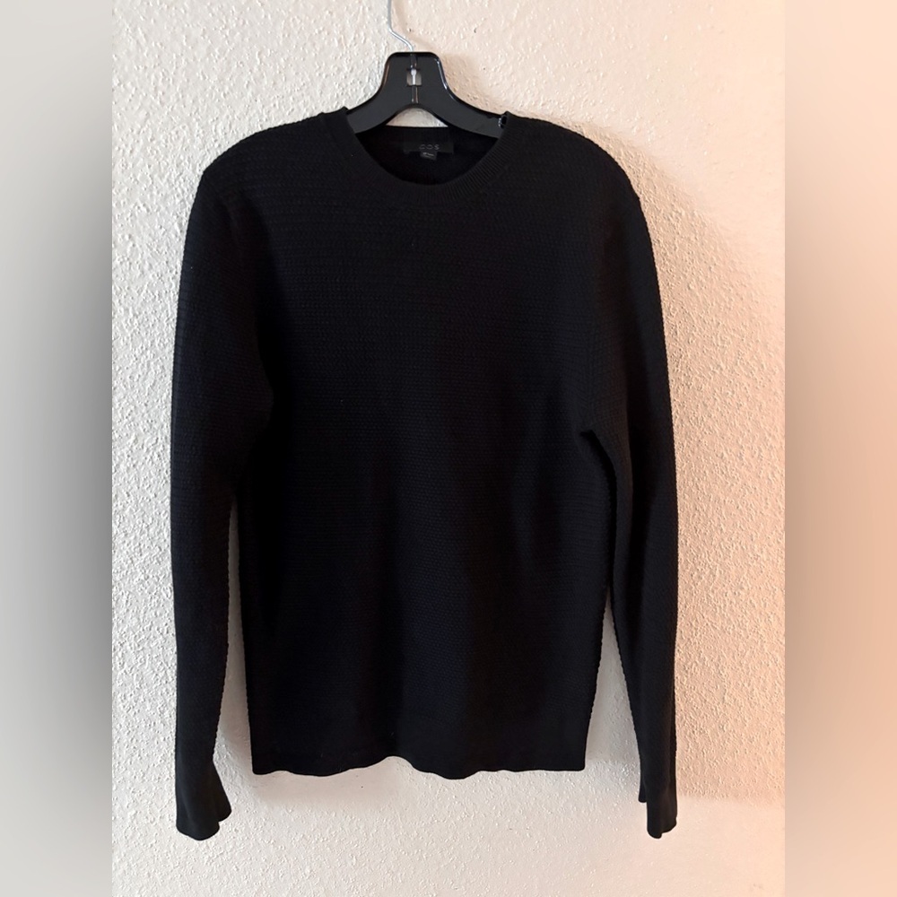 COS Textured Crinkled Cotton Crew Neck Sweater S